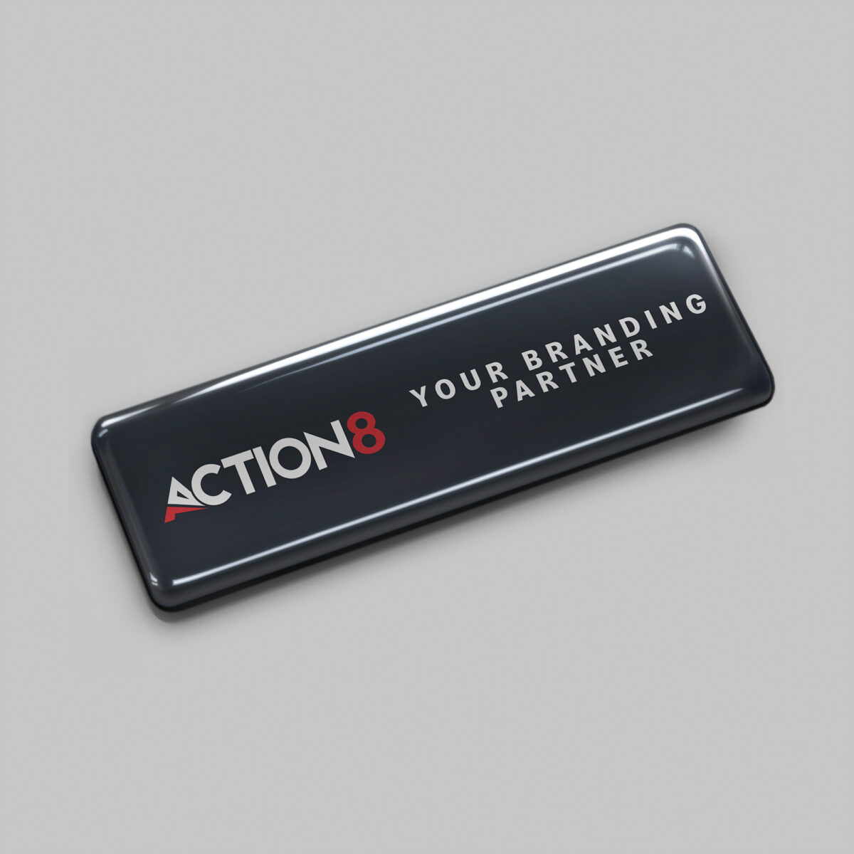 Action8 black epoxy badge printing name tags KSA