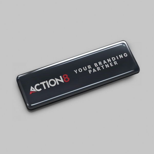 Action8 black epoxy badge printing name tags KSA