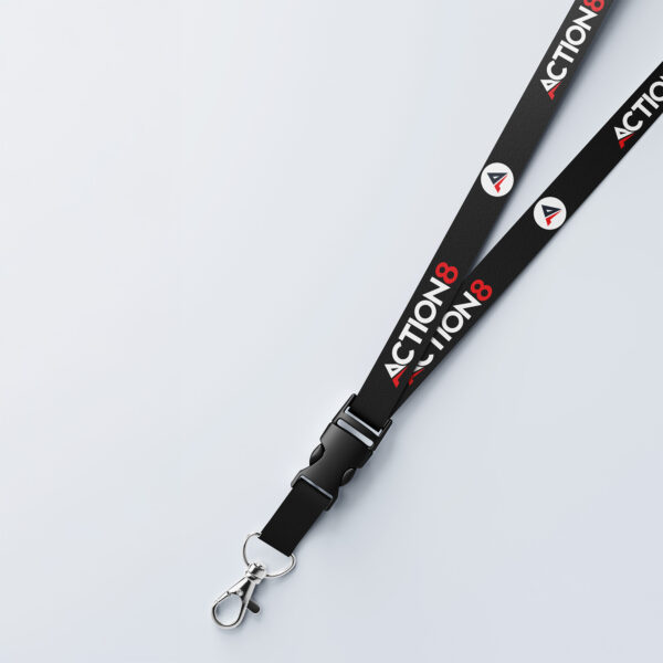 Action8 black lanyard printing ID card holder KSA