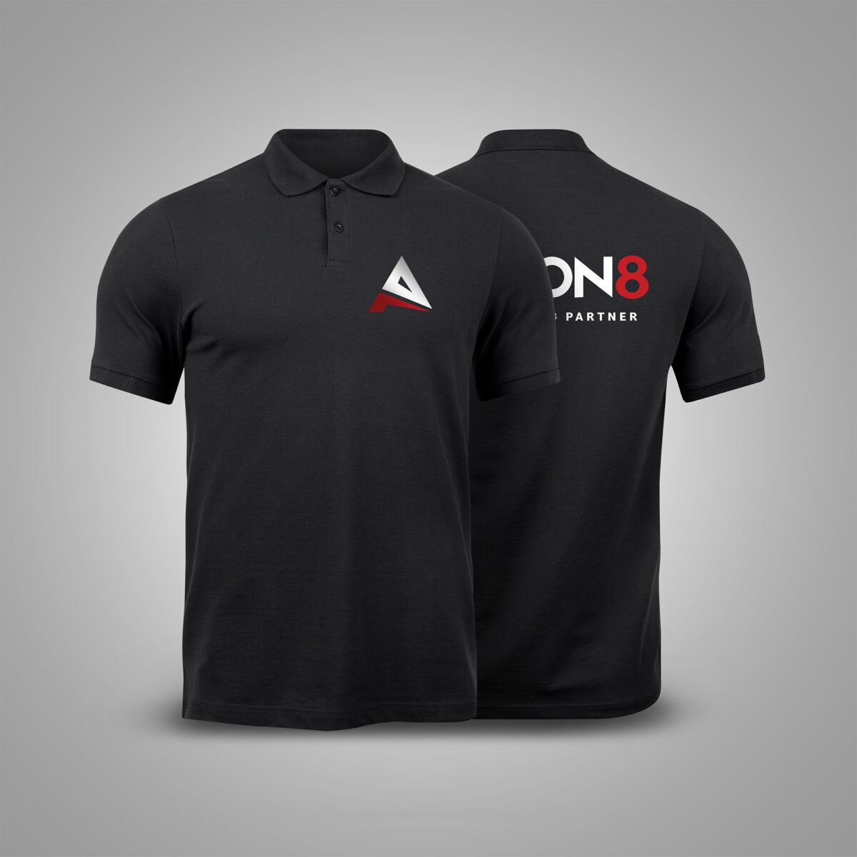 Black Polo Shirt Custom T-Shirt Printing Services Front and Back Branding
