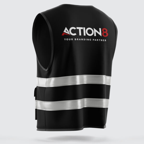 Black Safety Vest Custom Safety Jacket Printing Services Action 8 Branding