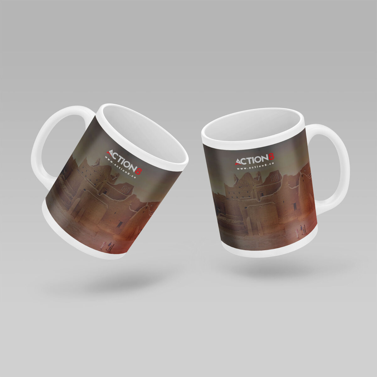 Action8 custom mug printing corporate gifts KSA