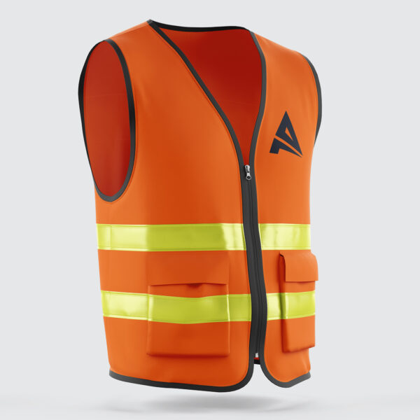 Orange Safety Vest Front Custom Safety Jacket Printing Services Chest Logo