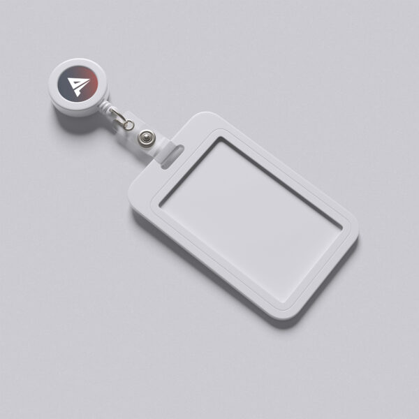 Action8 white retractable ID badge reel printing KSA