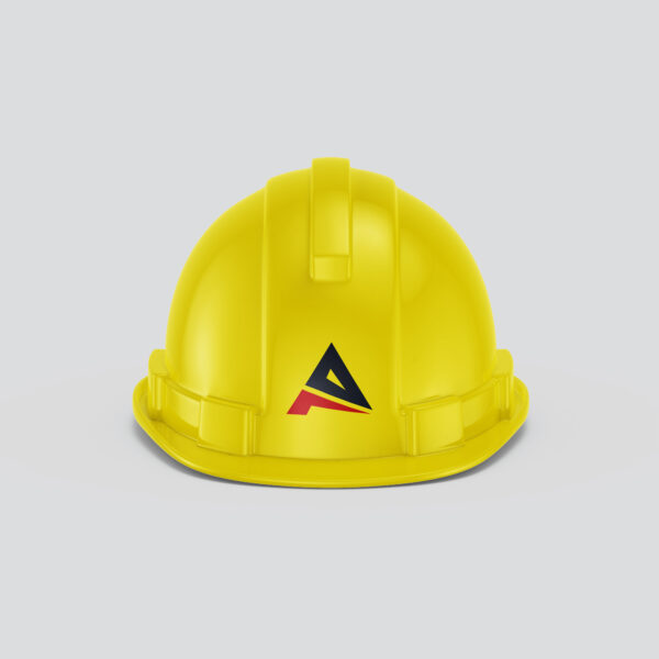 Yellow Safety Helmet Custom Helmet Printing Services Action 8 Logo