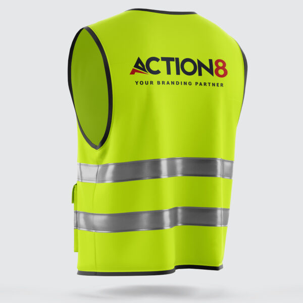 Yellow Safety Vest Custom Safety Jacket Printing Services Action 8 Back